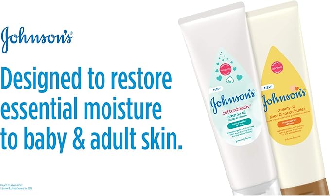 Johnson's Baby Creamy Oil for Baby with Shea & Cocoa Butter, Moisturizing Body Lotion, 8 fl. oz (Packaging May Vary)