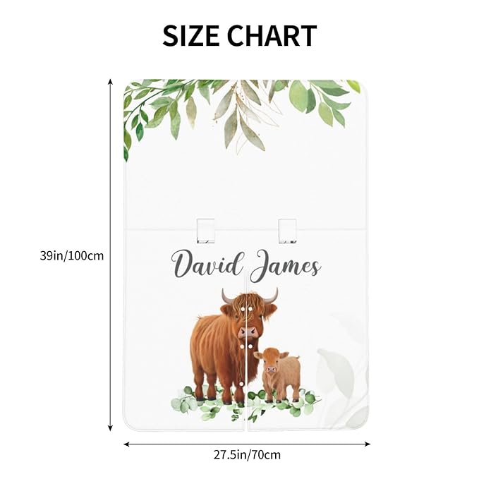 Personalized Baby Boy Car Seat Canopy for Babies, Custom Name Baby Car Seats Cover for Boys, High Land Cows Opening Minky Nursing Breastfeeding Covers for Infant, Carseat Canopies for Newborn