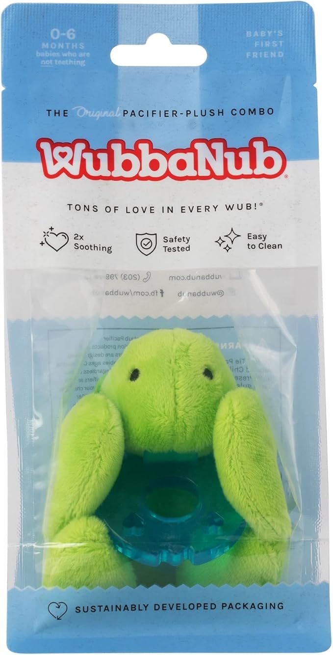 WubbaNub Infant Pacifier, Silicone, Latex Free,Phthalate Free - Turtle