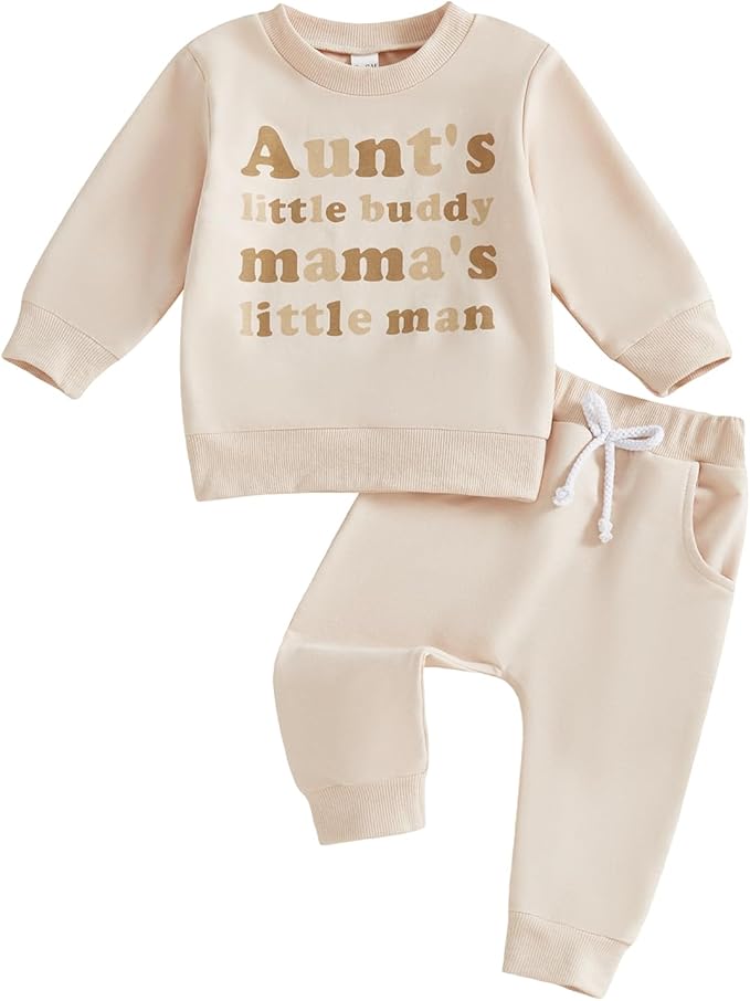 Infant Baby Boy Fall Clothes Set Funny Letter Sweatshirt Pant Outfit Toddler Winter Clothes 6 12 18 Months 2T 3T