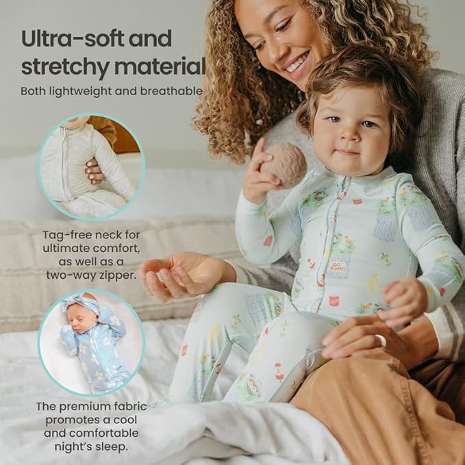 Copper Pearl Zip-Up Footie Baby Pajamas: Ultra-Soft Boys Pajamas and Girls Pajamas, Premium Knit Fabric in Stylish Prints, Tag-Free with Two-Way Zipper, Sized Newborn to 24 Months, Alps