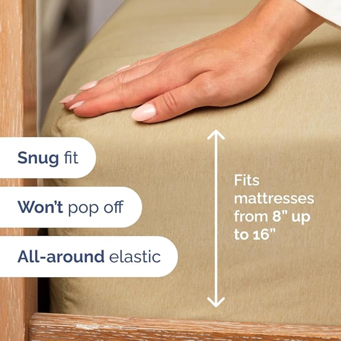 Full XL Bed Sheet Set - 4 Piece Extra Long Extended Full XL Sheets - Ultra Soft, Breathable & Cooling - Fits 8" to 16" Mattress with Deep Pockets - 54" x 80" - Wrinkle & Fade Resistant - Heathered Tan