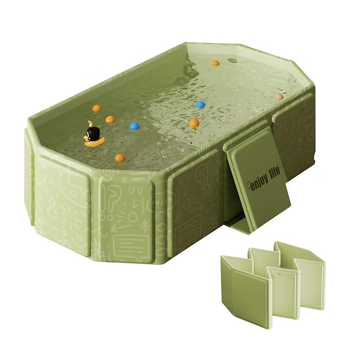 Toddler Bath Tub for Shower, Portable Baby Bathtub, Foldable Kids Bathtub – Portable, Travel & Shower Ready, Easy to Clean, Sturdy & Thick, Fits Ages 1-3, Green