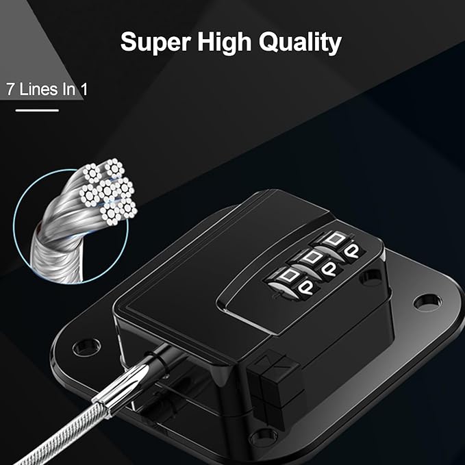 Heavy Duty Refrigerator Lock Cabinet Locks Child Safety Cabinet Locks Combination Fridge Lock for Cabinets Drawers Refrigerator (Black - 2Pack)