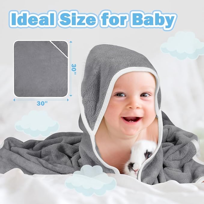 Orighty 6 Pack Baby Hooded Towel 30 x 30 Inch Super Soft Bath Towel with Hood for Babies, Infant, Newborn Essential - Ideal Baby Stuff Registry Gift for Boys and Girls (Grey, White, Pink)