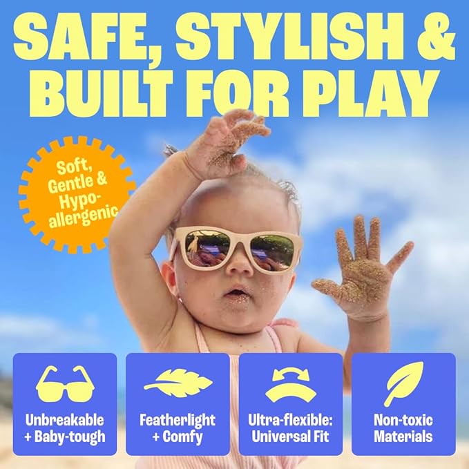 Polarized Baby Sunglasses With Strap - Unbreakable Flexible Infant Sunglasses For Toddlers Newborns 0-24 Months