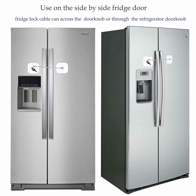 Locks for Refrigerator,2 Pack Fridge Lock with Keys,Lock for a Fridge,White Refrigerator Lock