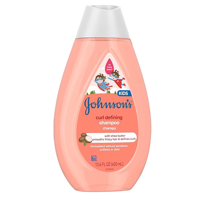 Johnson's Kids' Curl Defining Shampoo with Shea Butter, Cleanses, Smooths Frizz, & Defines Waves & Curls for 24 Hours, 13.6 fl. oz