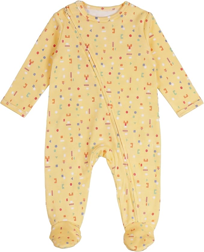 Baby Footie Jumpsuit, 100% Cotton Long Sleeve Footed Romper, Summer Outfit for 0-12 Months