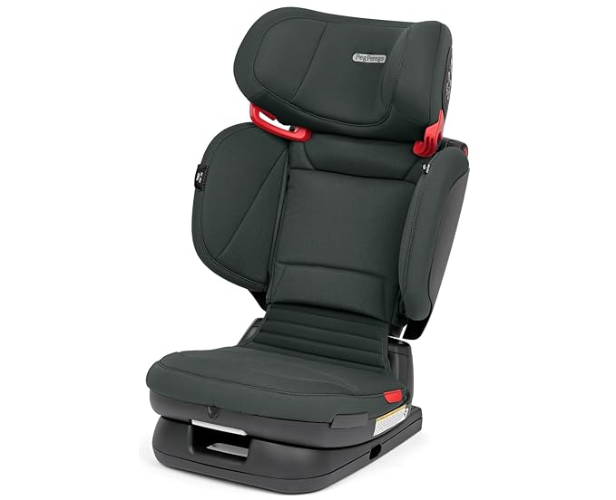 Peg Perego Viaggio Flex 120 Booster, 4D Total Adjust for Safety & Comfort, No Armrests, Compact Fold for Travel, 40-120 lbs, Made in Italy, Metal (Sage Green)