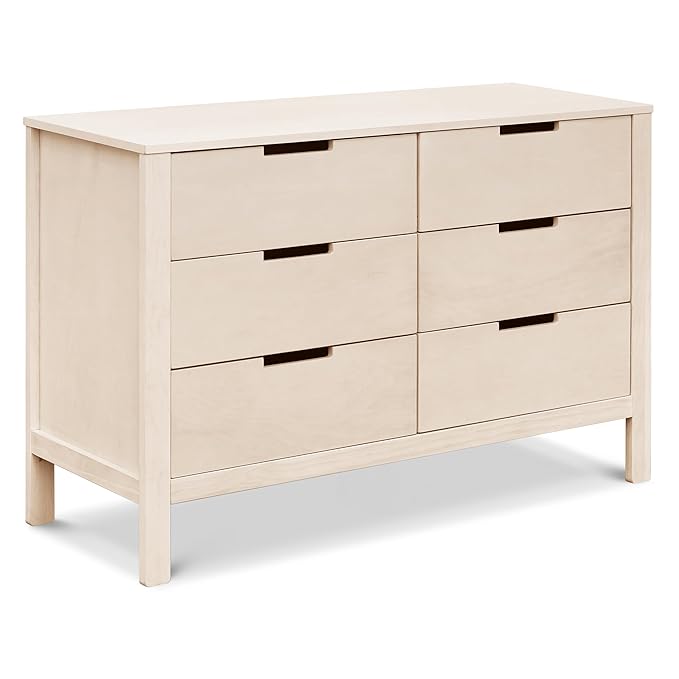 Carter's by Colby 6-Drawer Baby Dresser for Bedroom - Kids Dresser for Boys & Girls - Double Chest of Drawers for Nursery - Versatile Wooden Dresser for Living Room & Hallway - Washed Natural