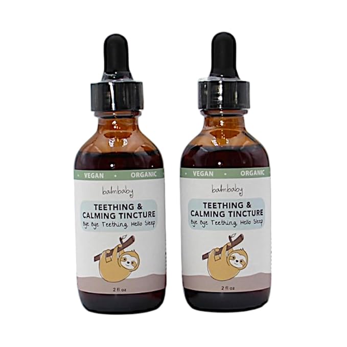 Balm Baby Natural & Organic Baby Teething & Calming Tincture - Calms, Soothes Gums and Discomfort – Vegan - Glass Bottle with Glass Dropper (2-PK)