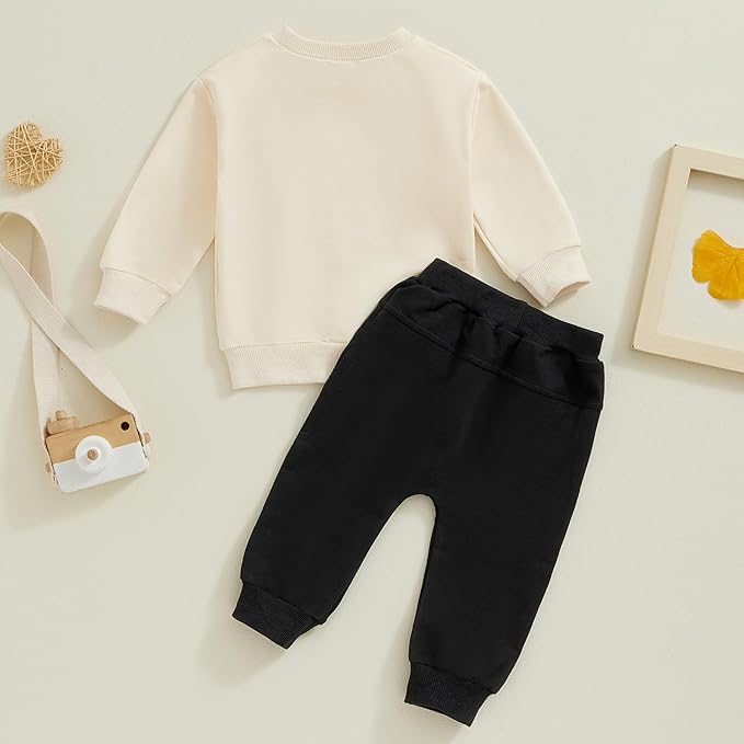 Baby Boy Fall Clothes Set Long Sleeve Letter Print Sweatshirt Pants Toddler Infant Outfits 6 12 18 24 Months 2T