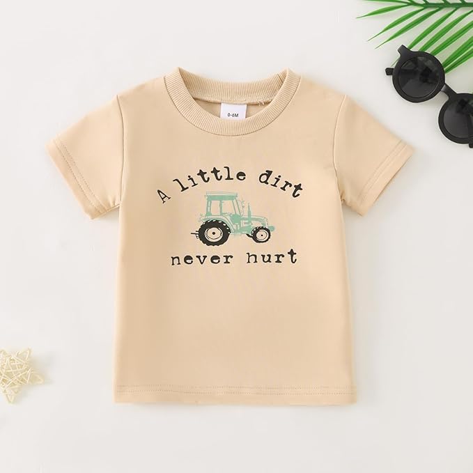 Yvowming 0-4T Toddler Baby Boy Clothes Kids Summer Truck Print T Shirt Short Set with Pockets