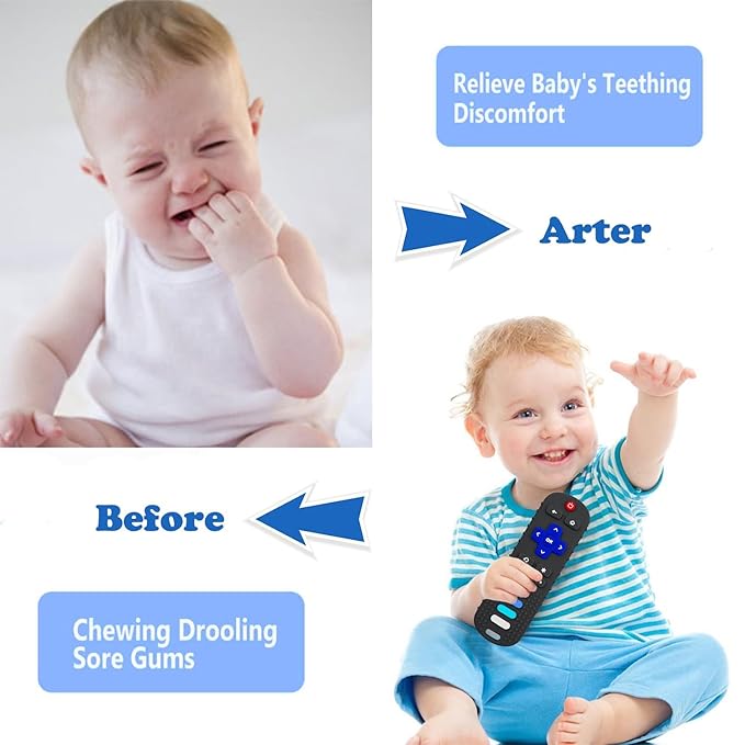 YAPROMO Baby Teething Toys,Reomte Teether Toys, Silicone Chew Toy for Babies 18+ Months, Remote Control Shape Teething Toys, Early Educational Toy BPA Free & Refrigerator Safe