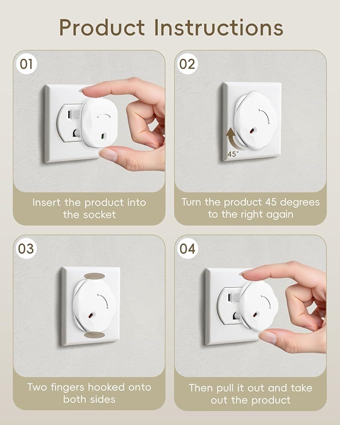 Outlet Covers Baby Proofing - 40 Pack Plug Covers Baby Proofing with Unique Rotating Design, Plug Covers to Prevent Electrical Shock, for US 3-Prong, Home, Office, School, White