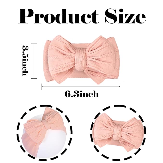 Baby Bows Headbands Soft Nylon Handmade Hair Accessories for Newborn Infant Toddler Kids (3 Mixed Purple, Large)