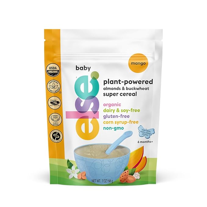 Else Nutrition Super Cereal For Babies 6 mo+, Baby Cereal with Real Whole Plants, Nutritionally Balanced meal, with gluten free carbs and plant protein (Mango, 1 Pack)