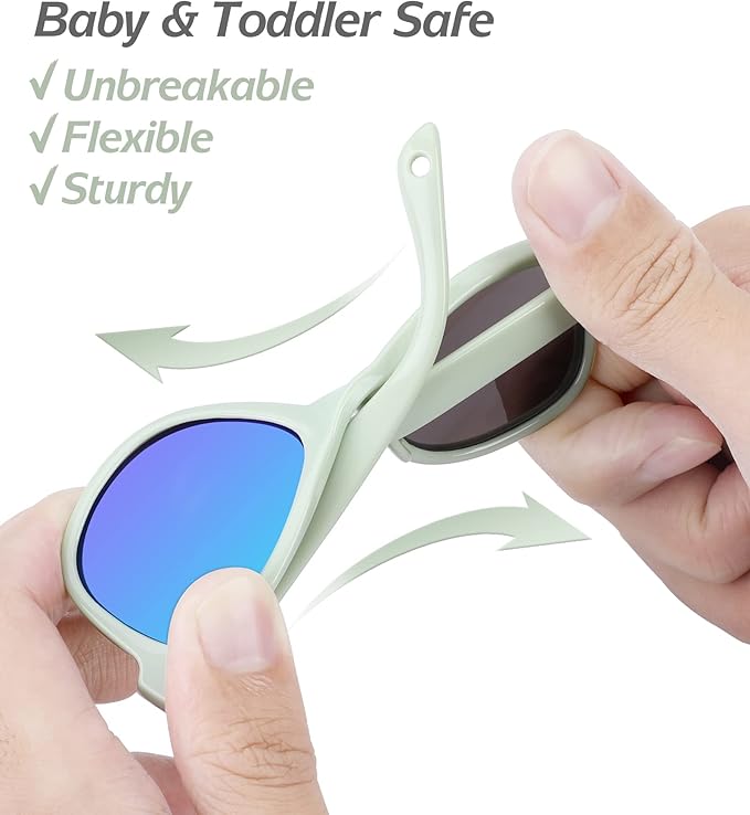 Baby Sunglasses - 100% UV Proof Sunglasses for Baby, Toddler, Kids - Ages 0-2 Years - Case and Pouch included