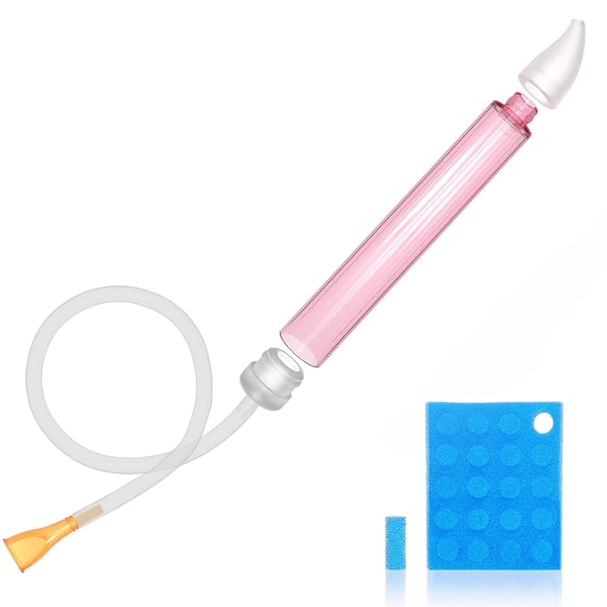 Baby Nasal Aspirator with 24 Filters & Soft Silicone Tip - Sealed Design for Newborns, Infants, Toddlers - BPA-Free, Hand Washable - Safe & Hygiene Nasal Sucker
