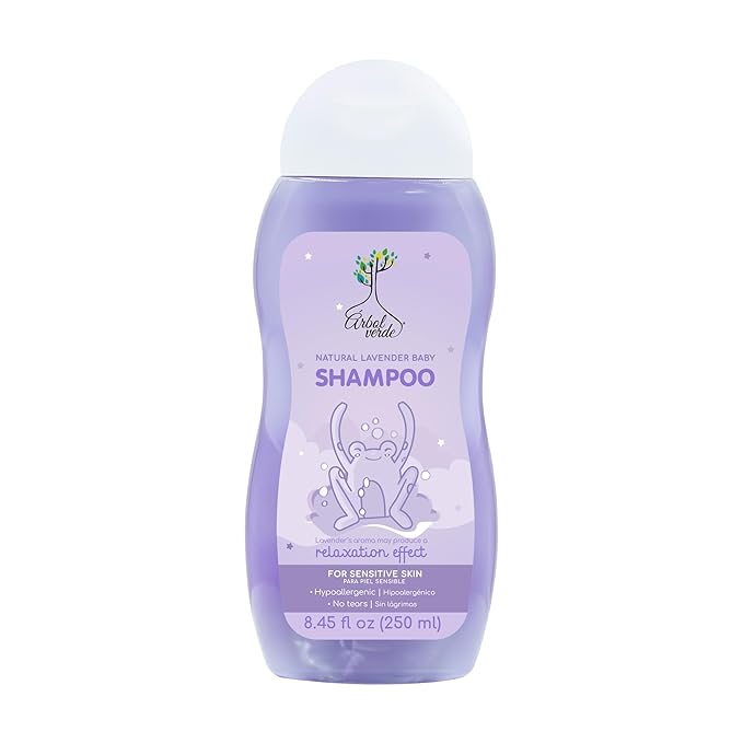 Arbol Verde - Lavender Baby Shampoo (8.45 fl Oz) | Hypoallergenic, Alcohol-Free, Gentle on Sensitive Skin, Relaxing Scent