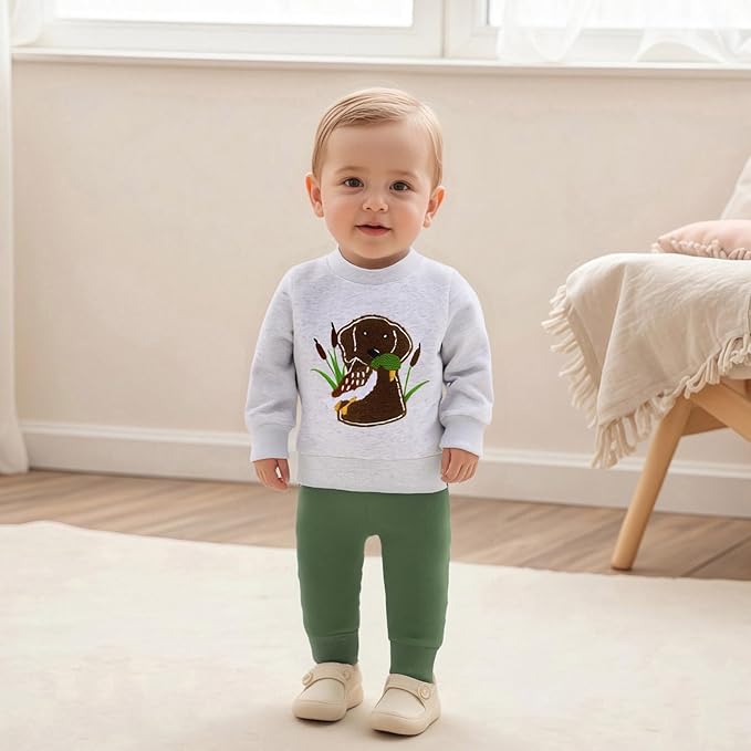 Baby Boy Fall Clothes Set Long Sleeve Crewneck Sweatshirts Pants Cute Infant Newborn Outfits 6 12 18 24 Months 2T