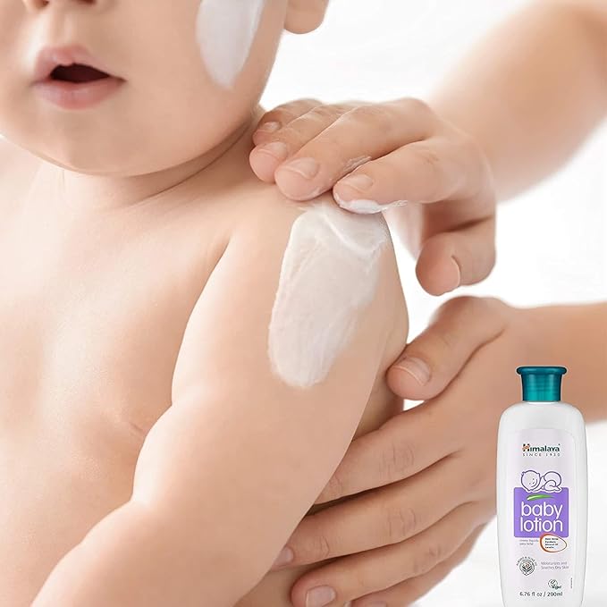 Himalaya Baby Lotion with Olive Oil and Almond Oil, Free from Parabens, Mineral Oil & Lanolin, Dermatologist Tested, 6.76 oz (200 ml)