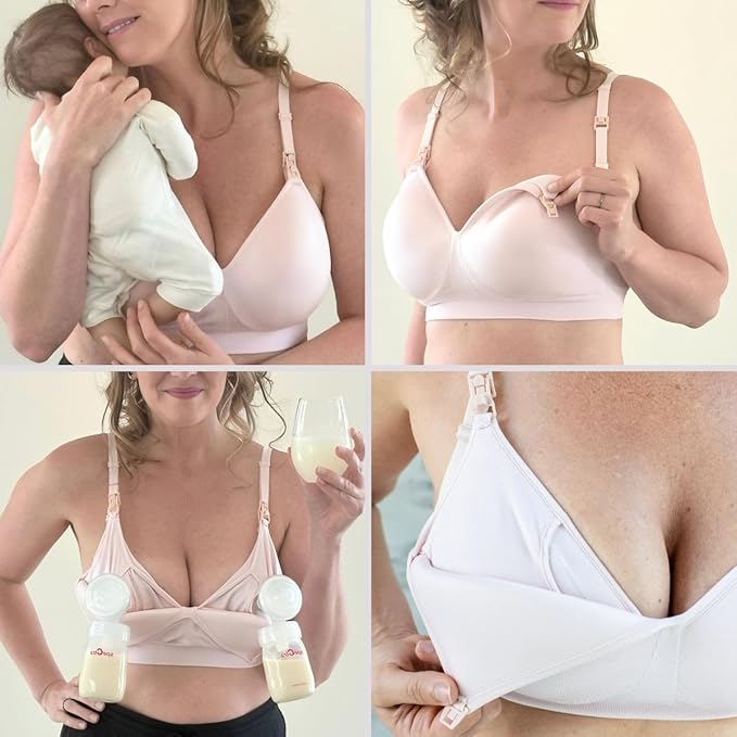 Supermom Silhouette with Removable Pads, Pumping Bra Hands Free, Adjustable Pumping & Nursing Bra for All Breast Pumps