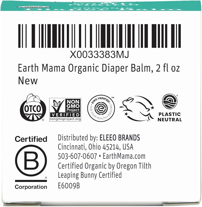 Earth Mama Organic Diaper Balm 2-Ounce | Diaper Cream for Baby | EWG Verified, Petroleum & Artificial Fragrance-Free with Calendula for Sensitive Skin (3-Pack)