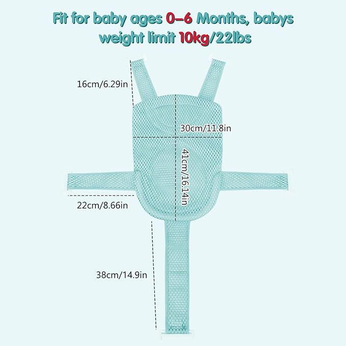 Colorlife Baby Bath Seat Support Net Infant Bathing Seat Support Mat, Adjustable Comfortable Non-Slip Five-Pointed Baby Shower Net Bathtub Sit Up Mesh for Newborn 0-12 Months-Green(No Bathtub)