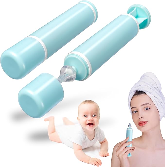 Nasal Aspirator for Baby and Adult - 2Pcs - Nose Syringe Cleaner Nose Wash Cleaner Nasal Cleaning for All Age, Portable Manual Nasal Aspiratior with Personal Case, Easy to Use (Blue, Medium)