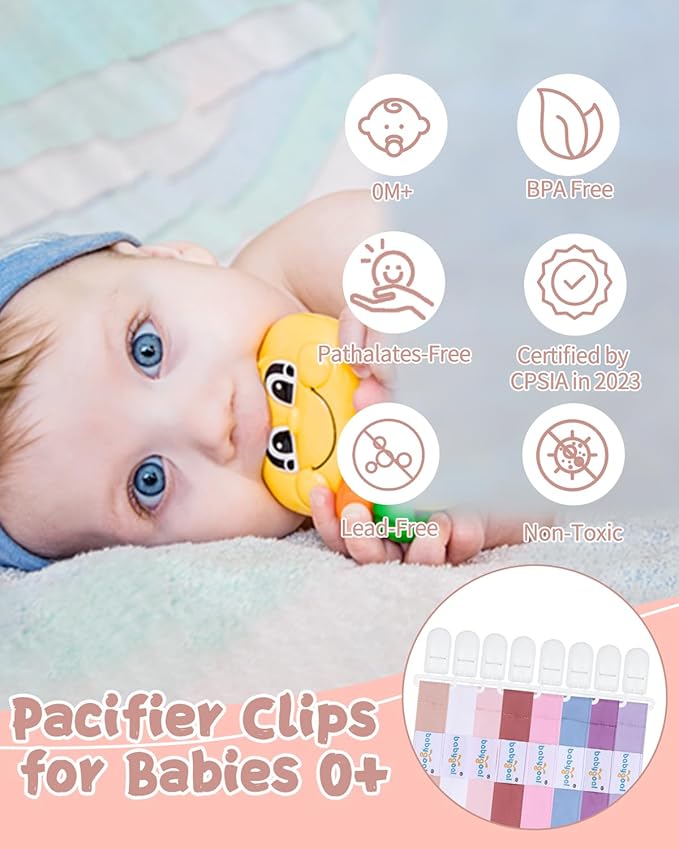 babygoal Baby Pacifier Clips 8 Pack, Pacifier Holder Clips Fits for Most Pacifier and Binkies-Neutral Color 8PS42