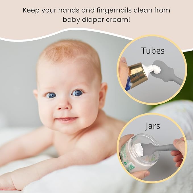 3 Pack Baby Diaper Cream Brush, Diaper Cream Spatula Applicator Silicone Baby Butt Paste Spatula for Babies, Newborn (3Pack, Gray/White/Blue)
