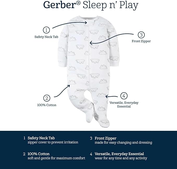 Gerber baby-girls 4 Pack Sleep 'N Play Footie