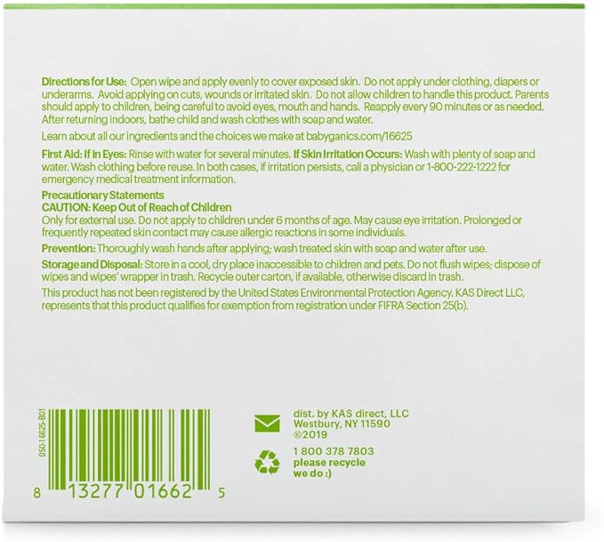 Babyganics DEET Free Travel Size Insect Repellant Wipes | 30 Wipes (2 Packs of 15)