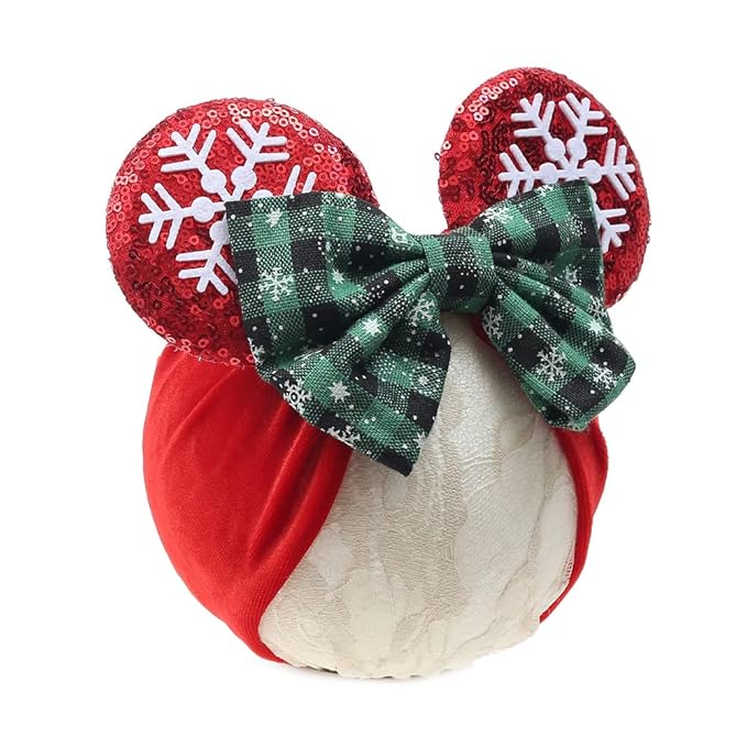 Baby Girl Mouse Ears Turban Headband, Velvet Hair Bow Headwrap, Wide Hairband for Newborn Infant Toddler, Fashion Headwear Party Supplies