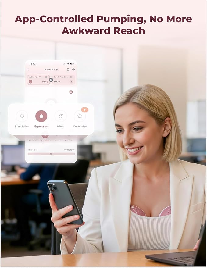 Momcozy Breast Pump Hands Free Upgraded Mobile Flow | M9, App Discreet Control with Personalized Multi-Modes & 15 Levels, Wearable Breast Pump 24mm, 2 Pack Gray