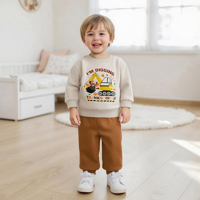 WZTYYDS Toddler Baby Boy Fall Clothes Letter Truck Long Sleeve Pullover Sweatshirt Tops Joggers Pants Set Winter Outfits