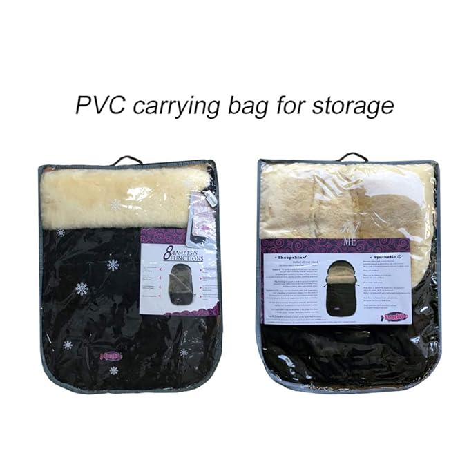 100% Australia Sheepskin Snuggle Pod Baby Footmuff for All Strollers0-4T Baby UseWater Repellent,Anti-cold,Anti-kicking,Front Height Adjustabl& Removable Stroller Bunting Bag