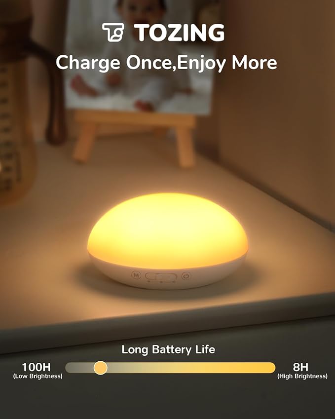 Baby Night Lights for Nursery – Portable Night Light with Minimalist Design, Nursery Night Light for Breastfeeding, Memory & Timer Modes, Ultra-Long Battery Life