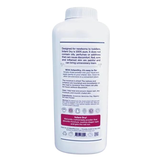 Infant Dry All Natural Baby Powder 10 Oz - Gentle Formula Talc Free, All Natural and Unscented Dusting Powder for Sensitive Baby Skin