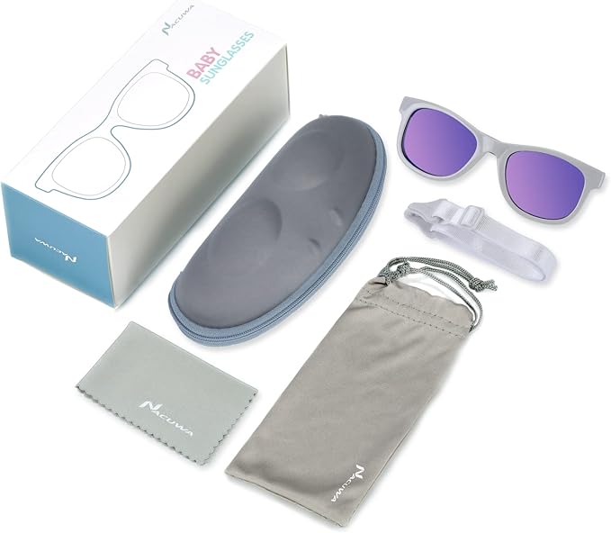 Baby Sunglasses - 100% UV Proof Sunglasses for Baby, Toddler, Kids - Ages 0-2 Years - Case and Pouch included