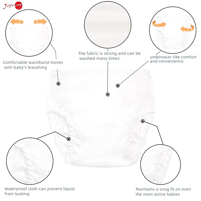 Joyo roy White Diaper Covers for Girls Toddler Swim Cloth Diaper Covers for Toddlers 4Pcs Plastic Underwear for Potty Training Clothing Cover Boys Leakproof Plastic Training Pants for Toddlers 3T-4T