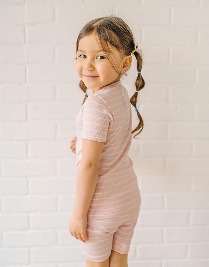 moimoln Stripe Pajamas Set 12M-8Y Ribbed Unisex Baby & Toddler, Soft Viscose, Snug-Fit, Everyday Sleepwear