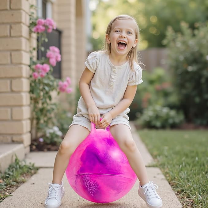 Upper Rider 20 Inch Clouds Hopper Ball for Kids Ages 6-12, Purple Pink Bouncy with Handle, Extra-Large Inflatable Jumping Ball with Pump and Gift Box, Indoor Outdoor Balance Toy for Girls and Boys