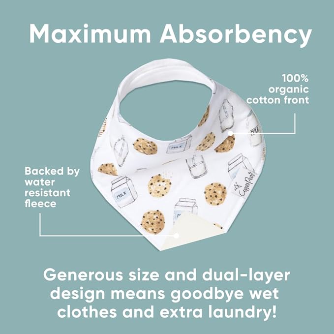Copper Pearl 4 Pack Soft Cotton Baby Bibs for Drooling and Teething, Absorbent Drool Bibs for Baby Girl and Boy, Adjustable to Fit Newborns to Toddlers, Tons of Styles (Chip)