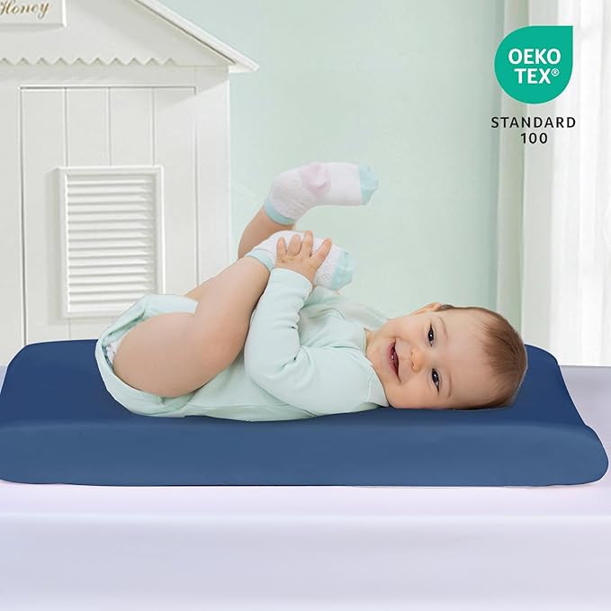 david's Kids 3 Pack Changing Pad Cover Set, Ultra Soft Breathable Cozy Microfiber Diaper Change Table Sheets for Baby Boys Girls Netural, Fit Most Changing Pads, White & Light Grey & Navy Blue