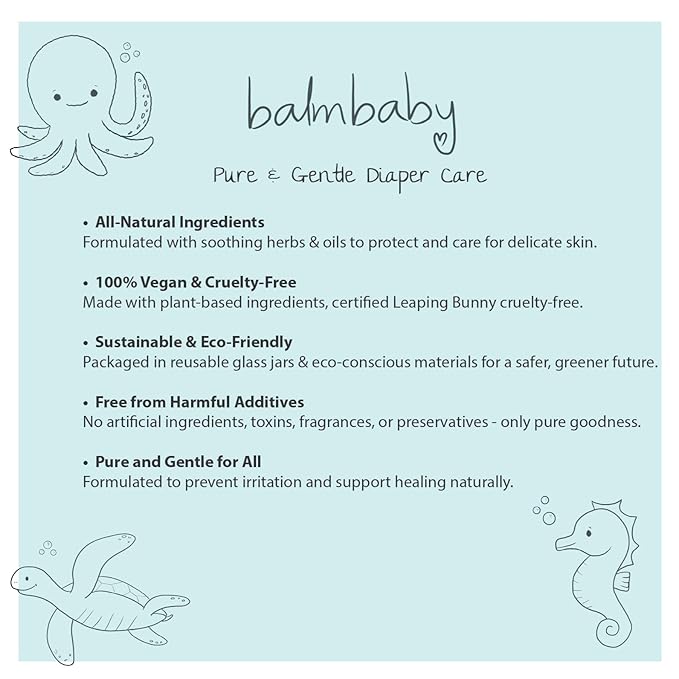 Organic Diaper Balm by Balm Baby – Natural Diaper Rash Cream & Multipurpose Baby Skin Ointment with Calendula, Vegan - Soothing, Healing, Moisturizing – Newborn Cradle Cap (Single + Travel Size)