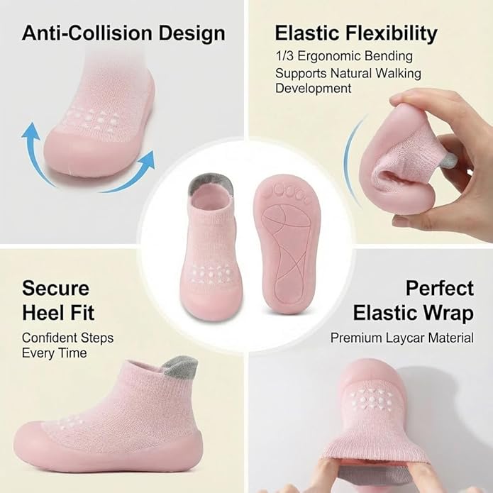 Baby Sock Shoes Toddler Walking Shoes Infant Non-Slip Slippers with Soft Rubber Sole Baby Boys Girls Sneakers