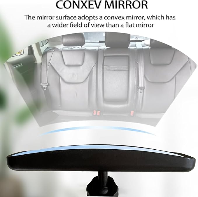 Universal Car Interior Rearview Baby Mirror Wide Angle Convex Mirror Clip-on & Suction Cup mirrors for Viewing Rear Passengers（5.11' X 2.56'）